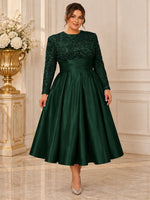 Sequined Mother Dress with Pockets-Plus Size 