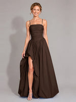 Iridescent Taffeta Prom Dress with High Slit 