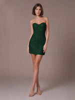 Velvet Sequin Homecoming Dress with Sweetheart Neckline 