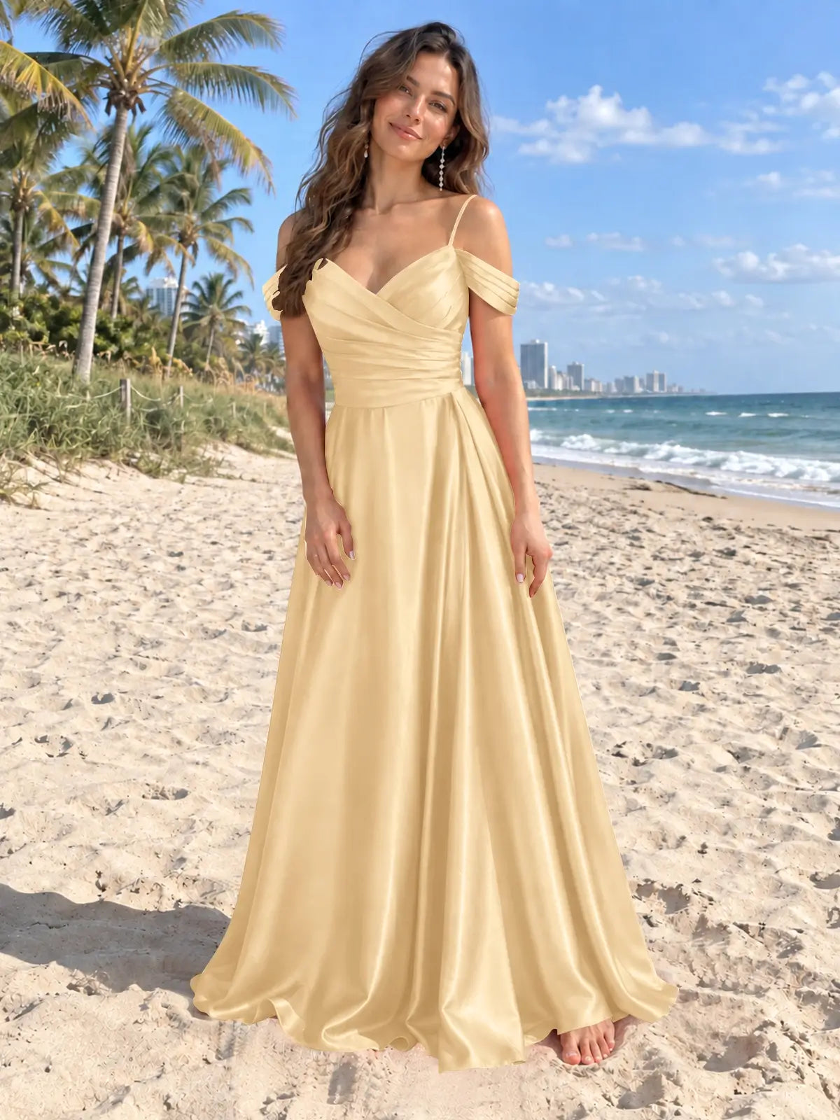 Silk-Like Pleated Prom Dress 