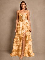 Floral Pattern High-low Dress 