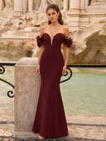 Off-the-Shoulder Prom Dress with 3D Floral Straps 