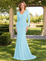 Mermaid Mother of the Bride Dress with Long Lace Sleeves 