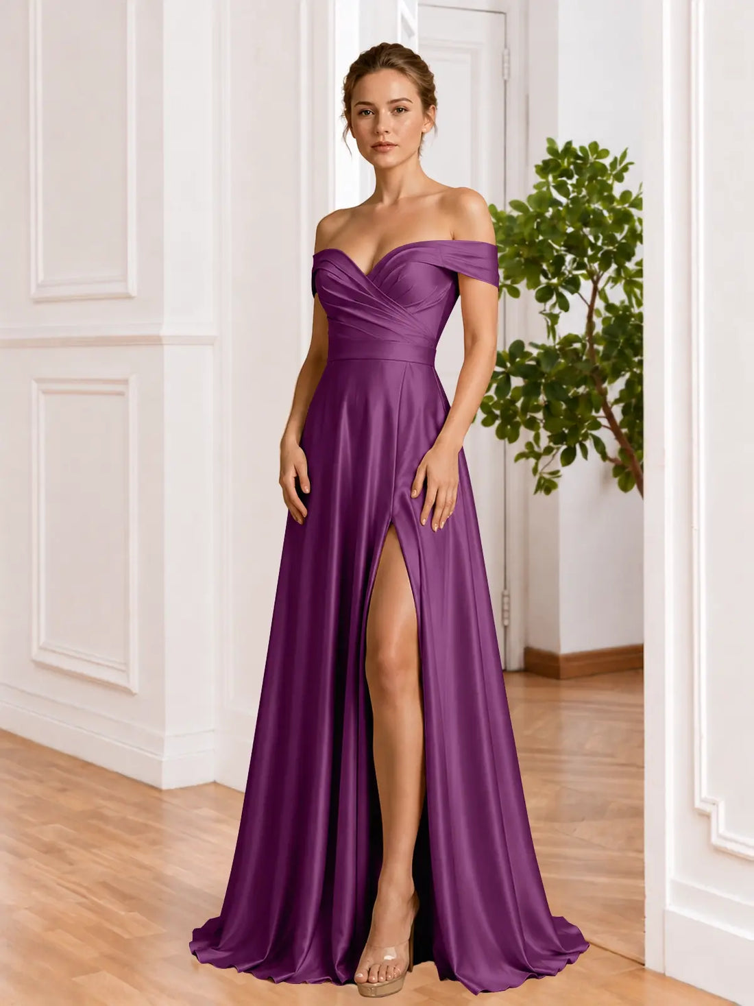 A-line Prom Dress with High Slit 