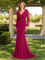 Mermaid Mother of the Bride Dress with Long Lace Sleeves 