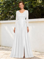 Satin Mother of the Bride Dress with Appliques