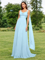 Chiffon Bridesmaid Dress with Draped Scarf 