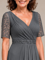 Surplice Neckline Mother of the Bride Dress with Slit-Plus Size