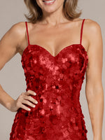 Sequined Tulle Prom Dress with Back Slit