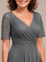 Surplice Neckline Mother of the Bride Dress with Slit