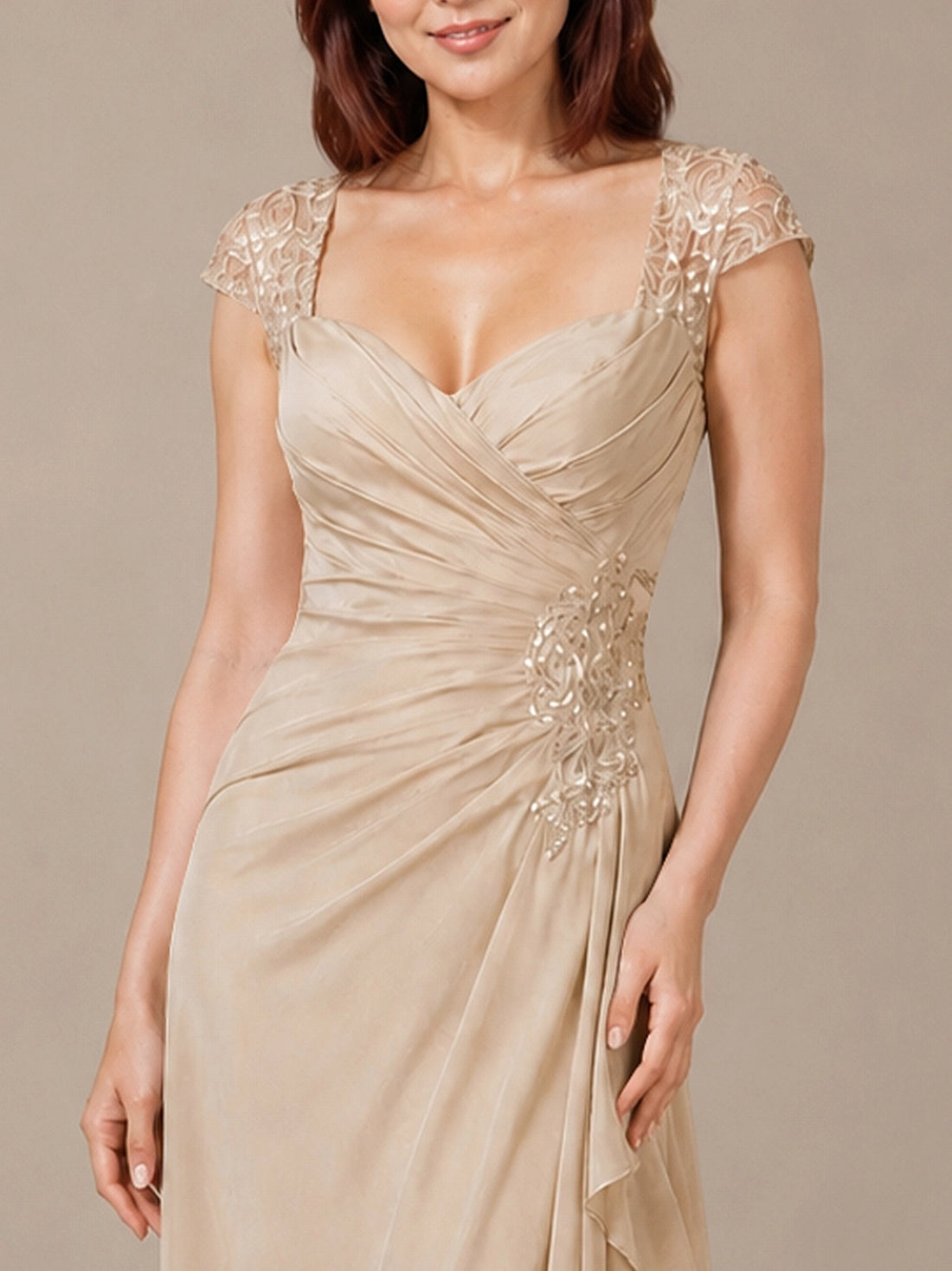 Chiffon Mother of the Bride Dress with Lace Appliques