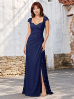 Chiffon Mother of the Bride Dress with Lace Appliques 