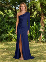 One-Shoulder Mother of the Bride Dress with Appliques