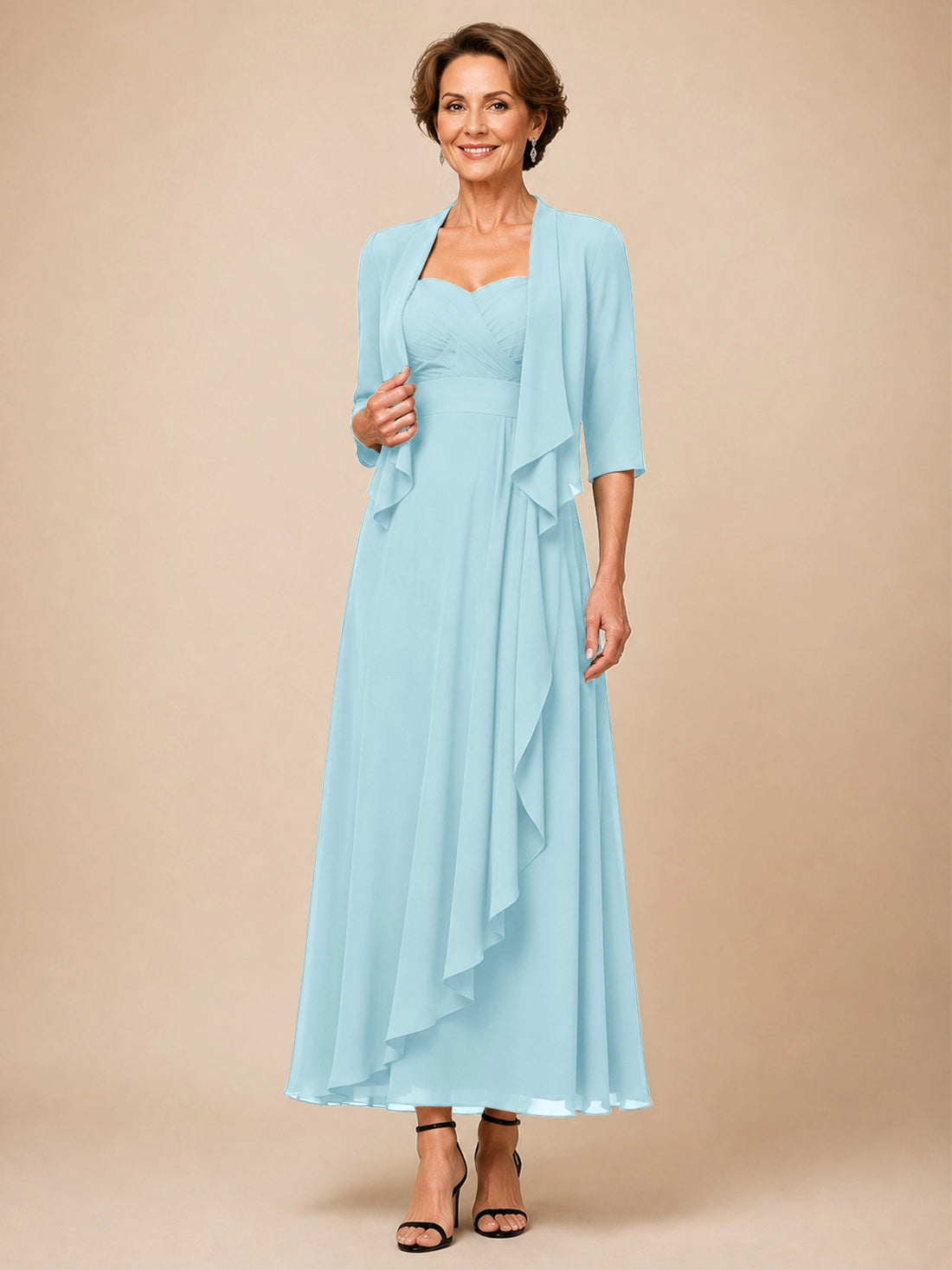 Two-piece Mother of the Bride Dress with Ruffle Design 