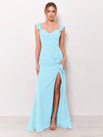 Chiffon Bridesmaid Dress with Ruffle Straps 