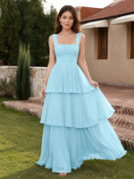 Chiffon Bridesmaid Dress with Tiered Design 