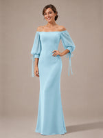 Mermaid Bridesmaid Dress with Puff Sleeves