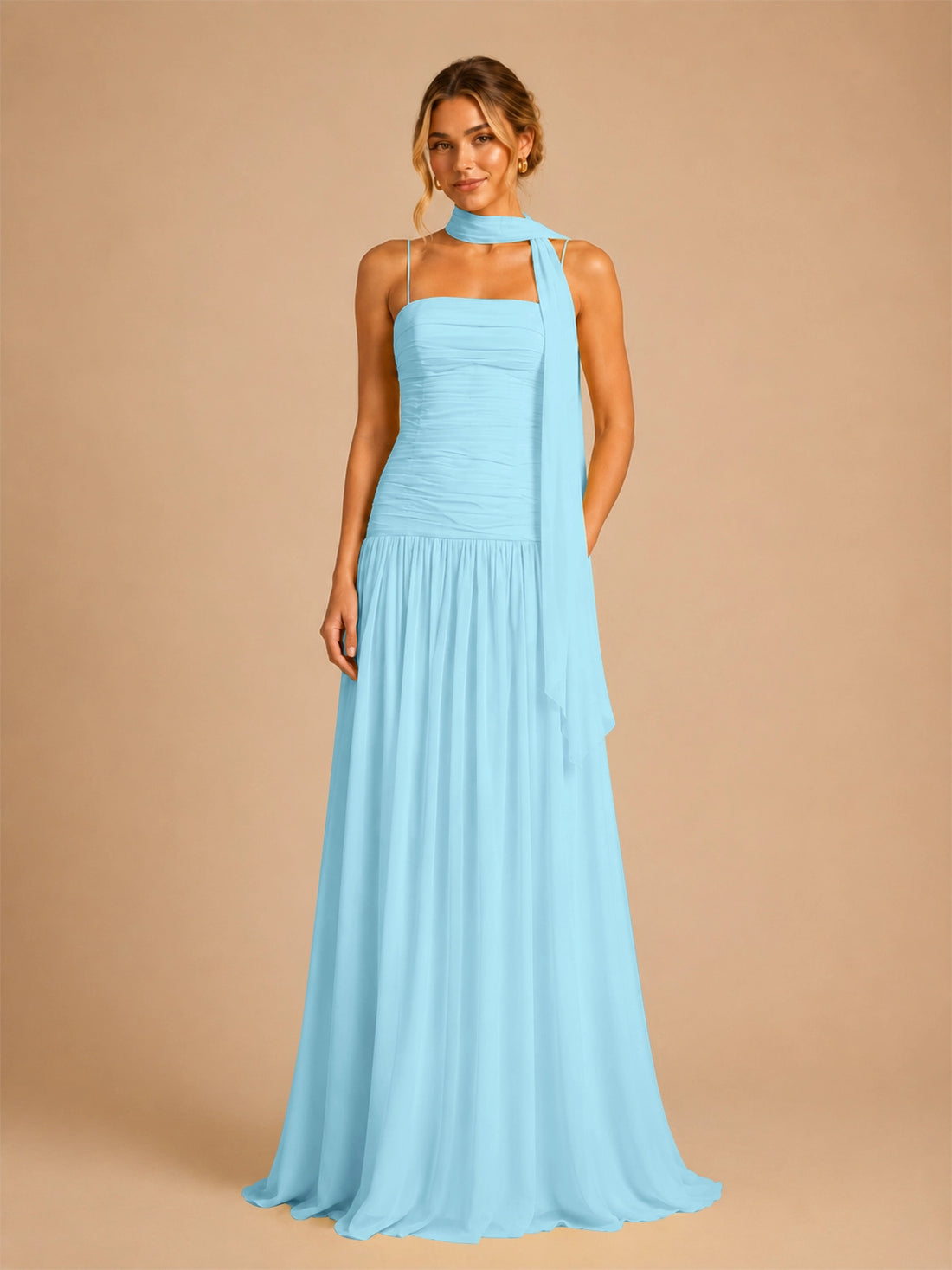 Chiffon Bridesmaid Dress with Scarf Detail 