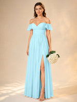 Chiffon Bridesmaid Dress with Cap Sleeves 