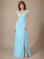 Chiffon Mother of the Bride Dress with Lace Appliques 