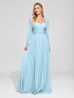 Elegant A-line Bridesmaid Dress with Long Sleeves