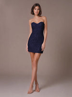 Velvet Sequin Homecoming Dress with Sweetheart Neckline 
