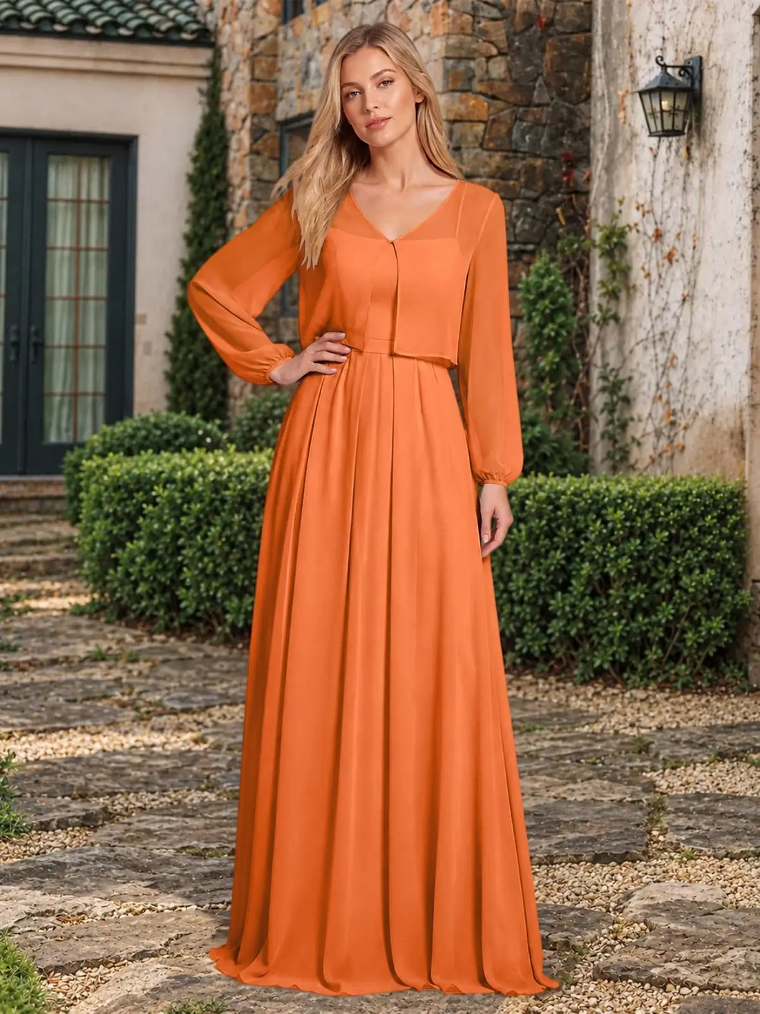 Two-Piece Square Neckline Bridesmaid Dress with Jacket