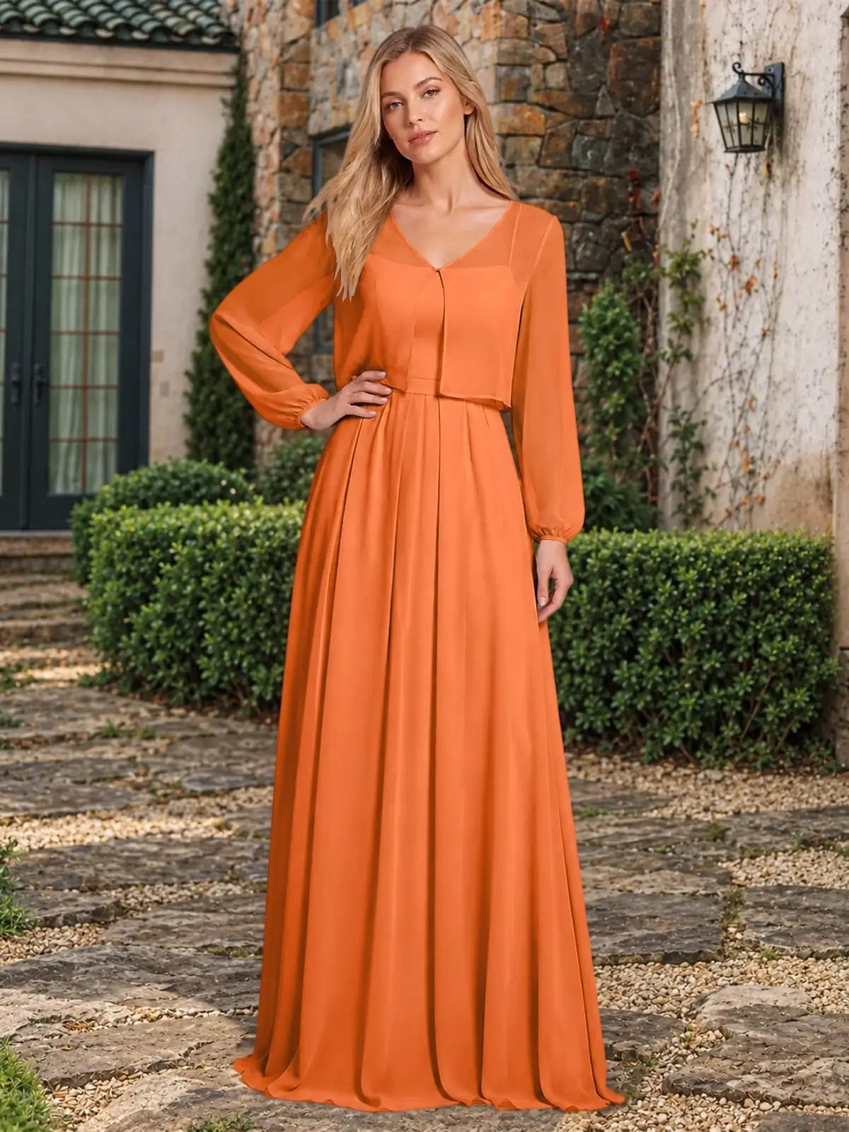 Two-Piece Square Neckline Bridesmaid Dress with Jacket