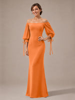 Mermaid Bridesmaid Dress with Puff Sleeves