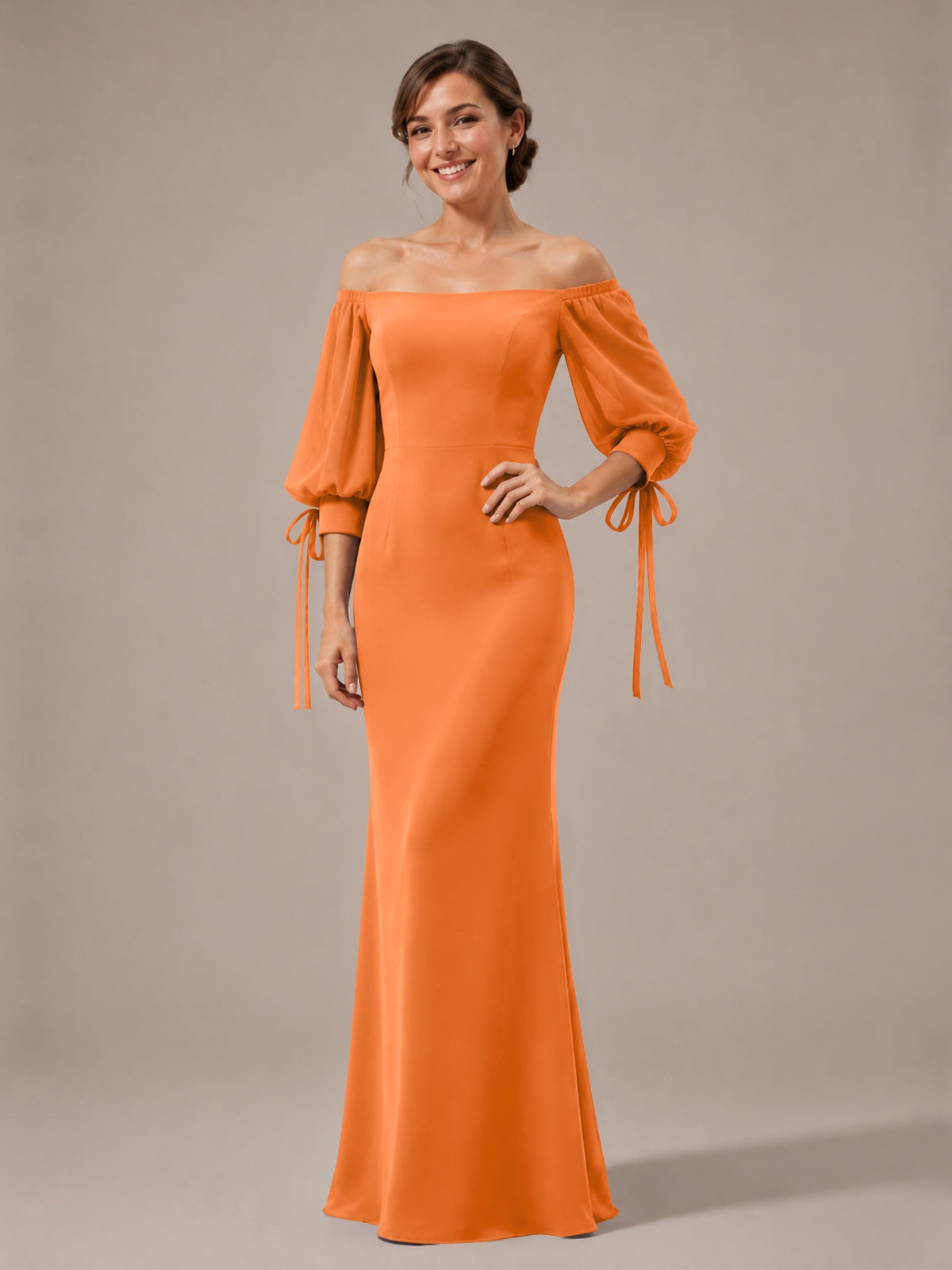 Mermaid Bridesmaid Dress with Puff Sleeves