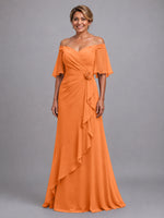 Chiffon Mother of the Bride Dress with 3D Rosette 