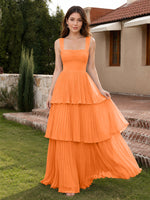Chiffon Bridesmaid Dress with Tiered Design 