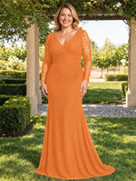 Mermaid Mother of the Bride Dress with Long Lace Sleeves-Plus Size 