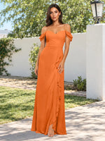 Sweetheart Neckline Bridesmaid Dress with Ruffled Details