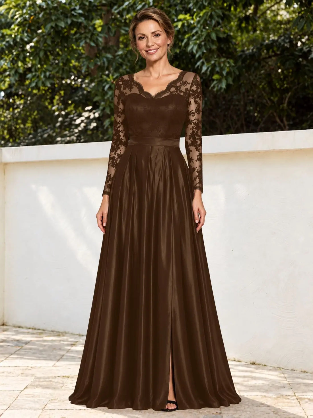 Satin Mother of the Bride Dress with Appliques