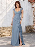 Chiffon Mother of the Bride Dress with Lace Appliques 