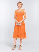 A-line Mother of the Bride Dress with Lace Sleeves 