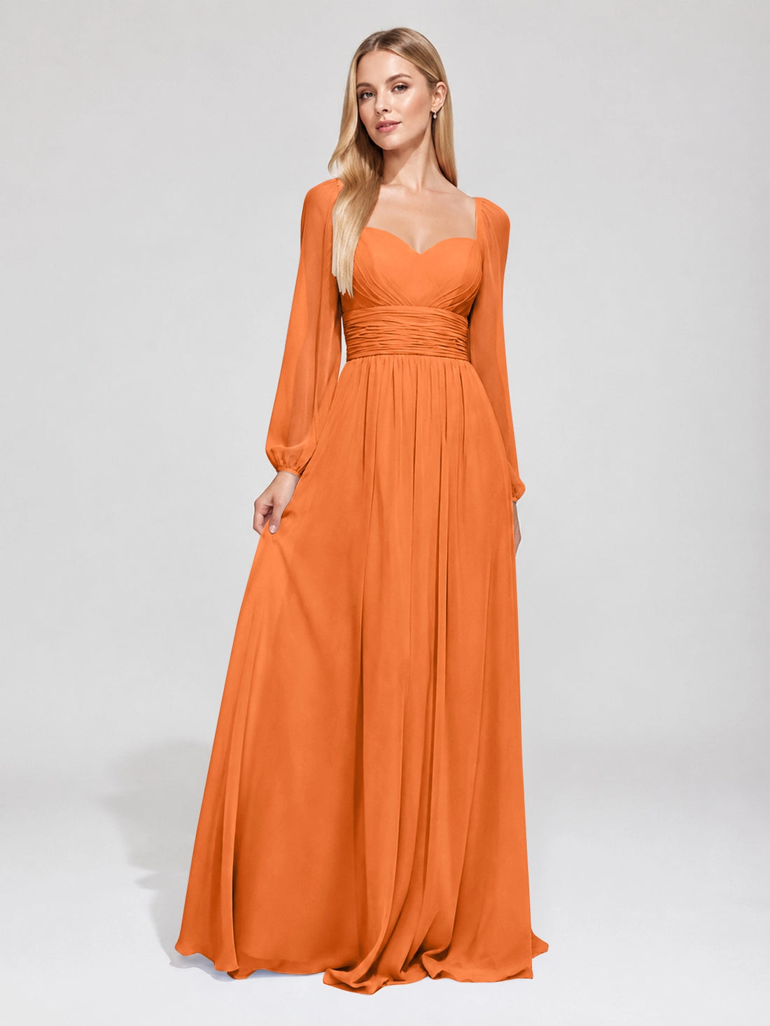 Elegant A-line Bridesmaid Dress with Long Sleeves