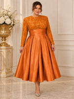 Sequined Mother Dress with Pockets-Plus Size 