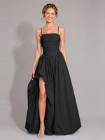 Iridescent Taffeta Prom Dress with High Slit 