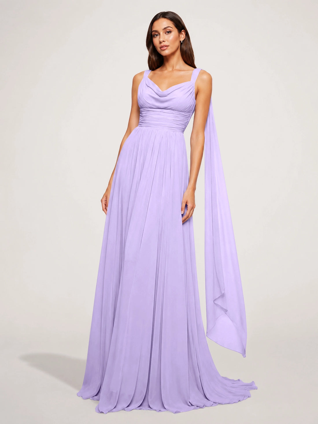 Chiffon Bridesmaid Dress with Draped Scarf 