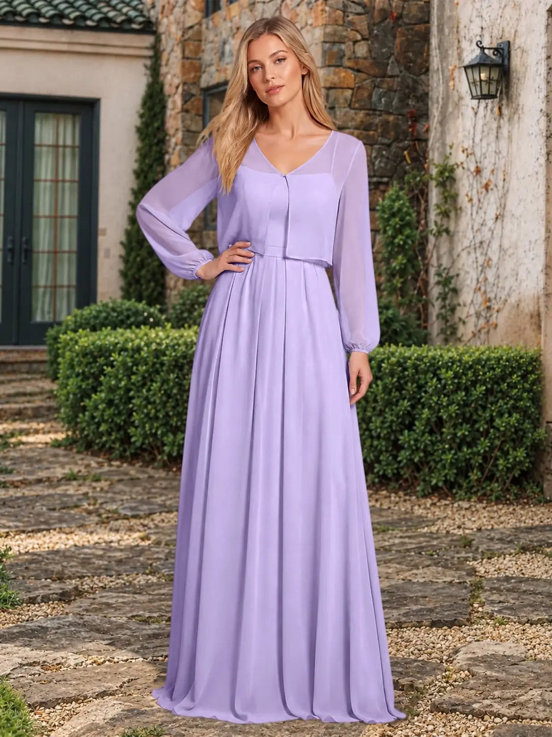 Two-Piece Square Neckline Bridesmaid Dress with Jacket