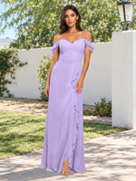 Sweetheart Neckline Bridesmaid Dress with Ruffled Details