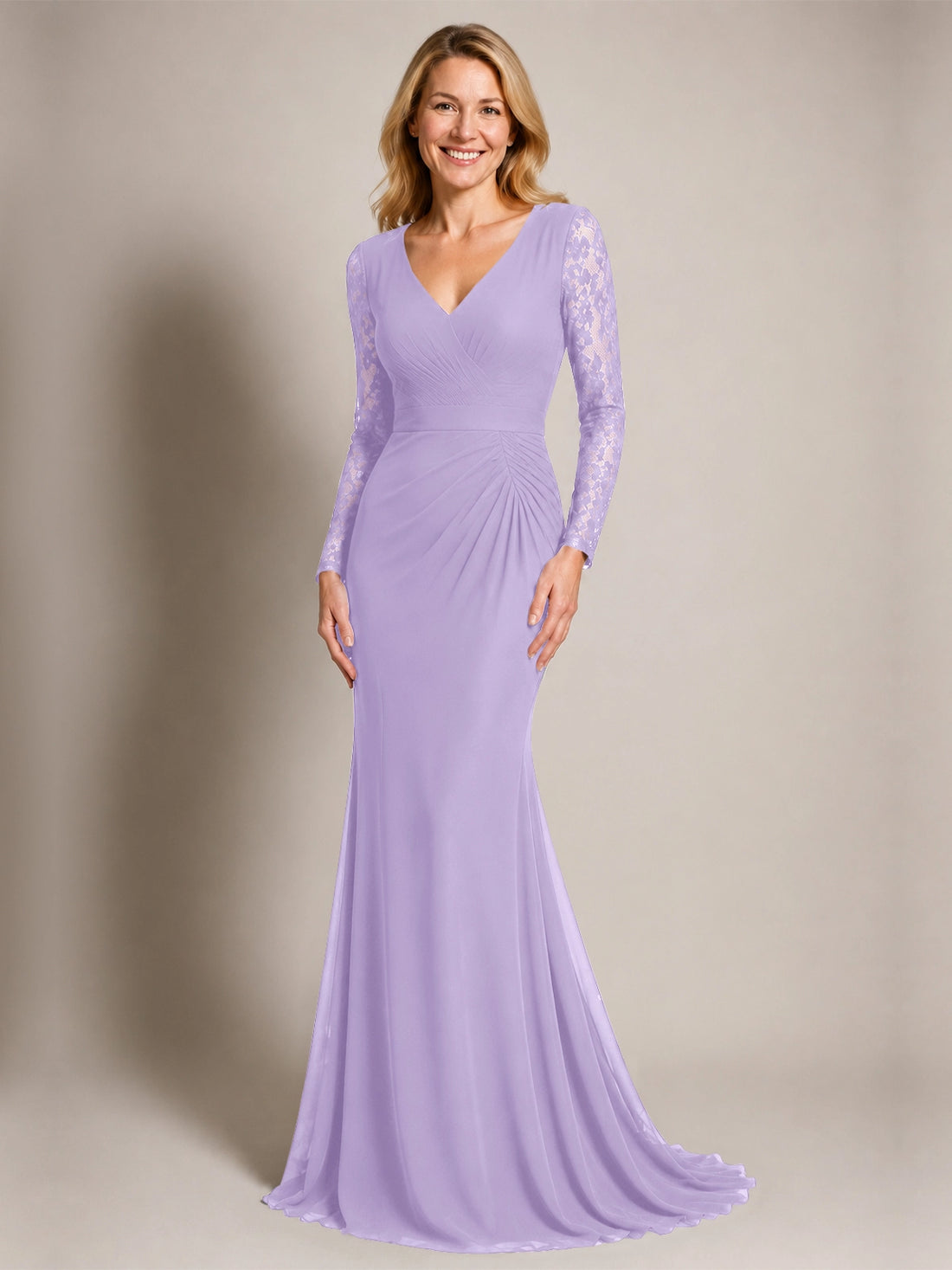 Mermaid Mother of the Bride Dress with Long Lace Sleeves 