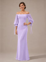 Mermaid Bridesmaid Dress with Puff Sleeves