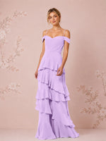 Chiffon Bridesmaid Dress with Tiered Ruffles 