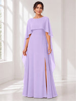 Chiffon Mother of the Bride Dress with Cape Overlay 