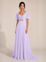 Cowl Neck Bridesmaid Dress with Cut-Out Detail