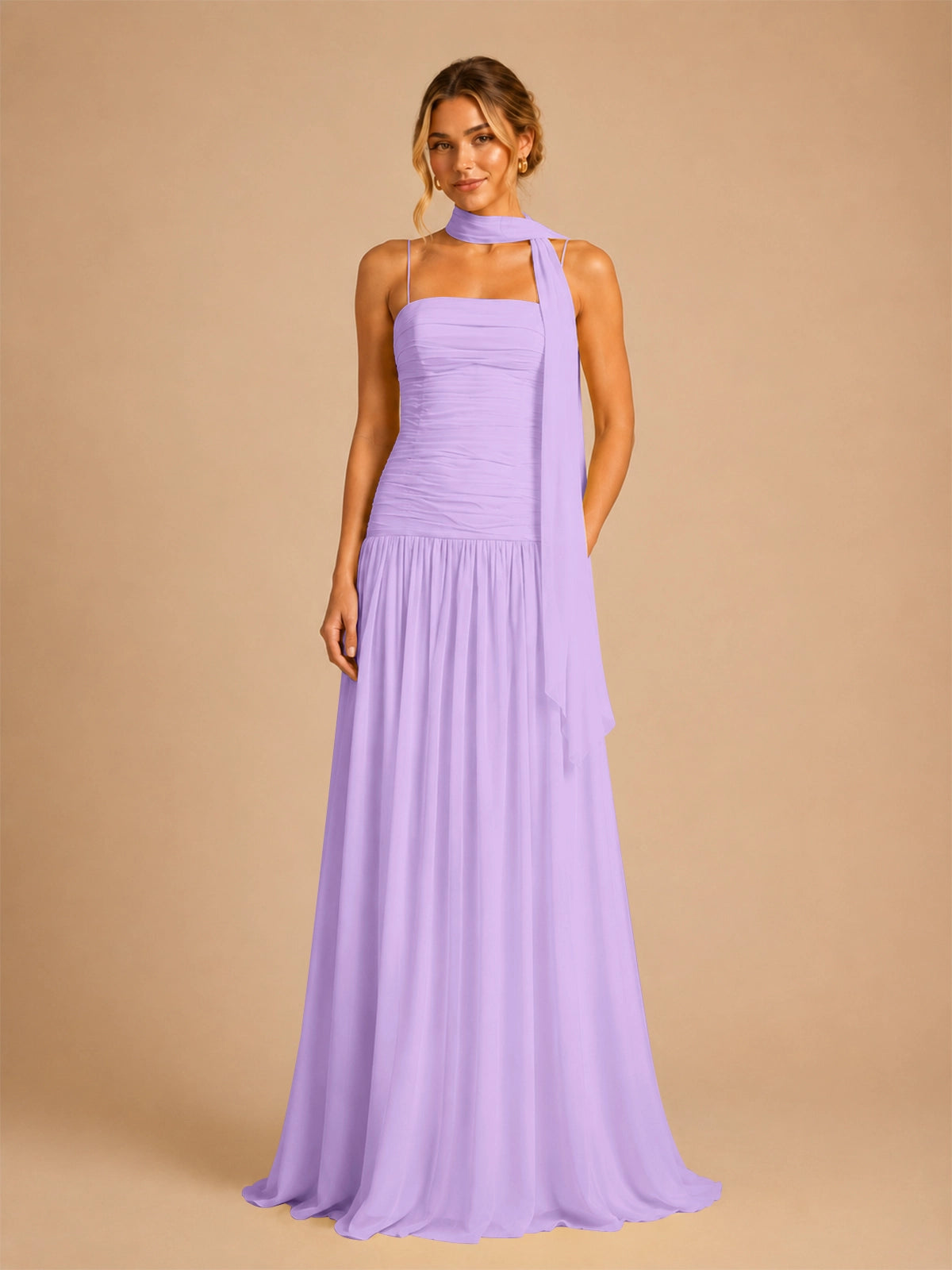 Chiffon Bridesmaid Dress with Scarf Detail 