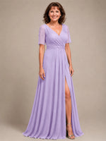 Surplice Neckline Mother of the Bride Dress with Slit 